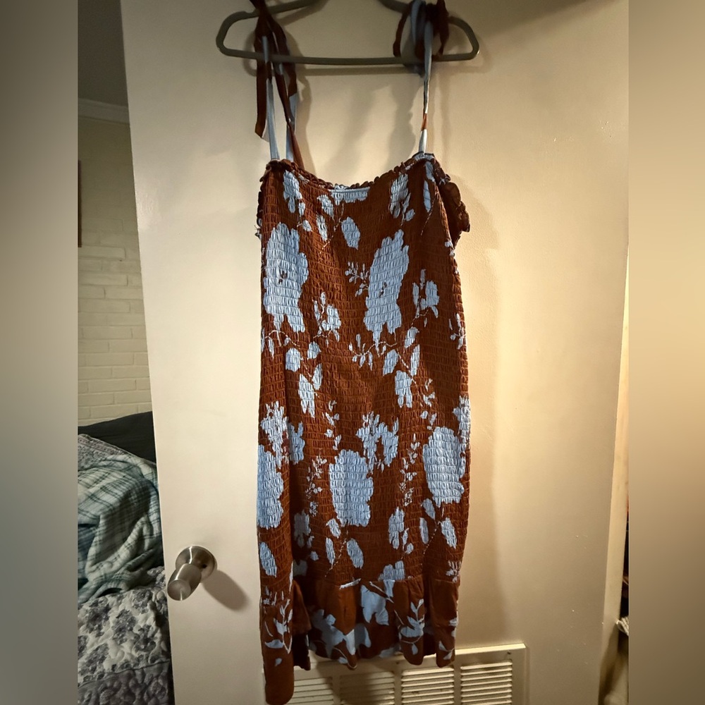 Forever 21 Brown and Blue Floral Dress